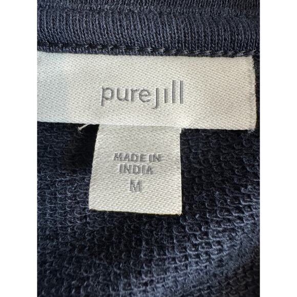 J. Jill Pure Jill Navy blue sweatshirt tunic open neck collar 3/4 sleeve Sz M - Picture 6 of 7
